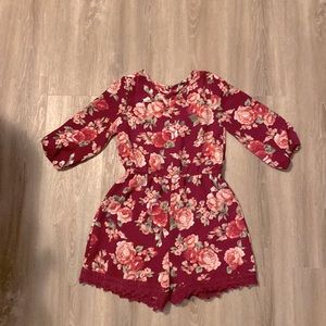 dark pink flower romper